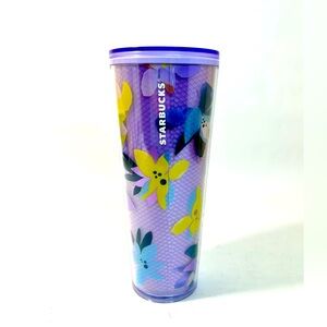 Starbucks 2023 Winter Magnolia Flower Mesh Purple Lavender 24oz Cold Cup Tumbler
